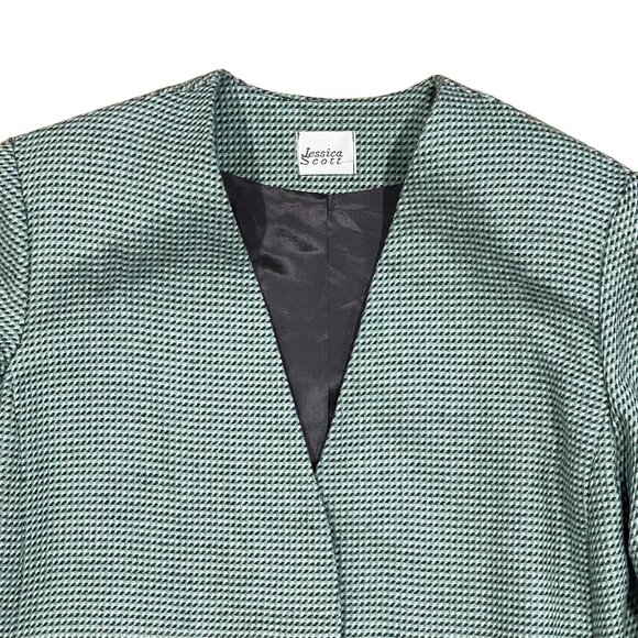 Jessica Scott Vintage Woven Blazer — Sage Green Textured Single Button Jacket - Picture 13 of 13